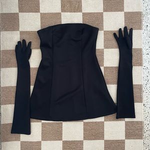 MISCREANTS size UK 12/US 8 Cupid Dress & Gloves - Black